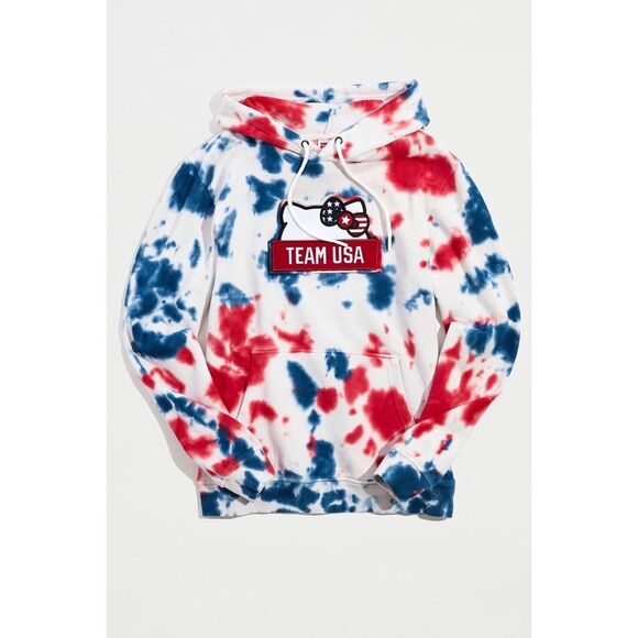 Urban Outfitters Sanrio Hello Kitty x Team USA 2020 Tie-Dye Hoodie Sweatshirt - Picture 1 of 6